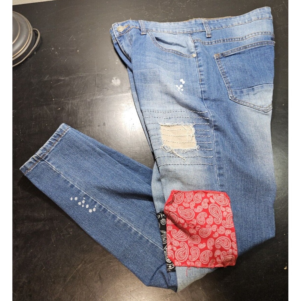 Tailored Recreation TR Premium Y2K Patched Distressed Skinny‎ Jeans 34X32 *EUC - Picture 12 of 16
